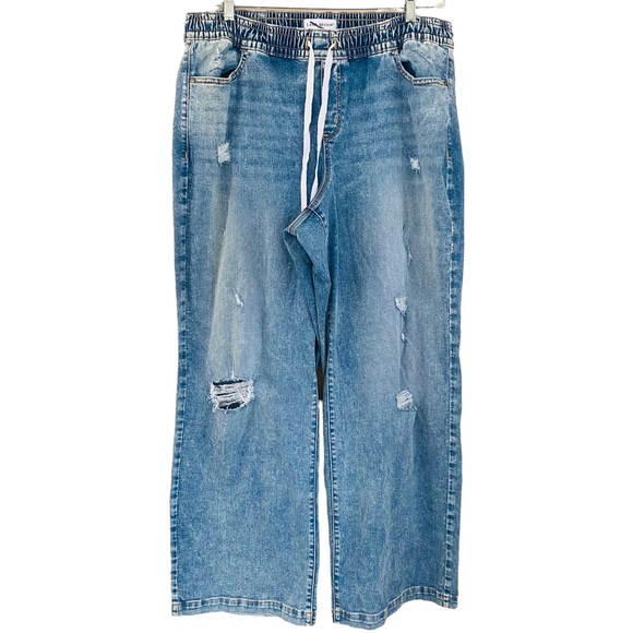 PLUS Lane Bryant NEW Distressed Pull On Wide Leg Denim Pant Size 18 - Picture 4 of 9